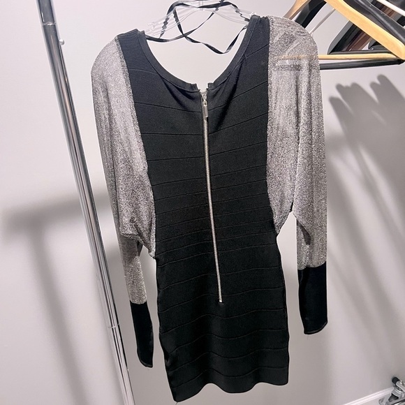 Dolman Sparkly Mesh Sleeve Bodycon Dress - Picture 4 of 4